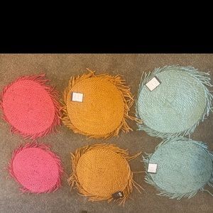 Threshold Fringe Place Mats, set of 6, new
